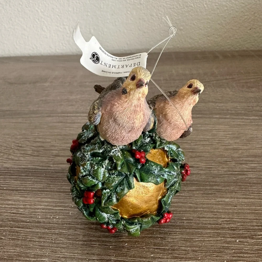 Decorative Bird Ornament with Green and Gold Accents